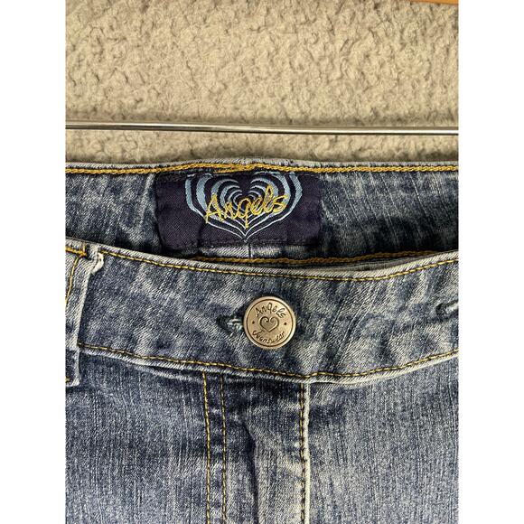 Womens Angels Raw Hem Bermuda Denim Shorts Blue Size 14 High Rise Stretch - Picture 4 of 9